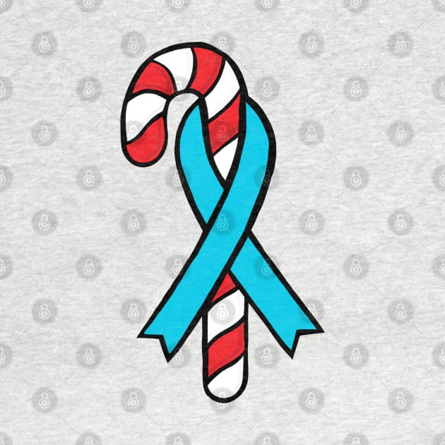 Candy cane awareness ribbon (light blue) by CaitlynConnor